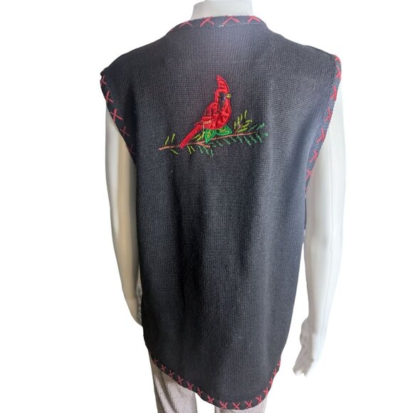 VTG Bobbie Brooks Winter Theme Sweater Vest Cardinals Embroidery & Beaded SZ XL - Picture 6 of 12